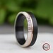 Deer Antler and Brushed Black Tungsten Ring with Rose Gold Center, Mens Ring, Mens Wedding Band, Deer Antler Ring 