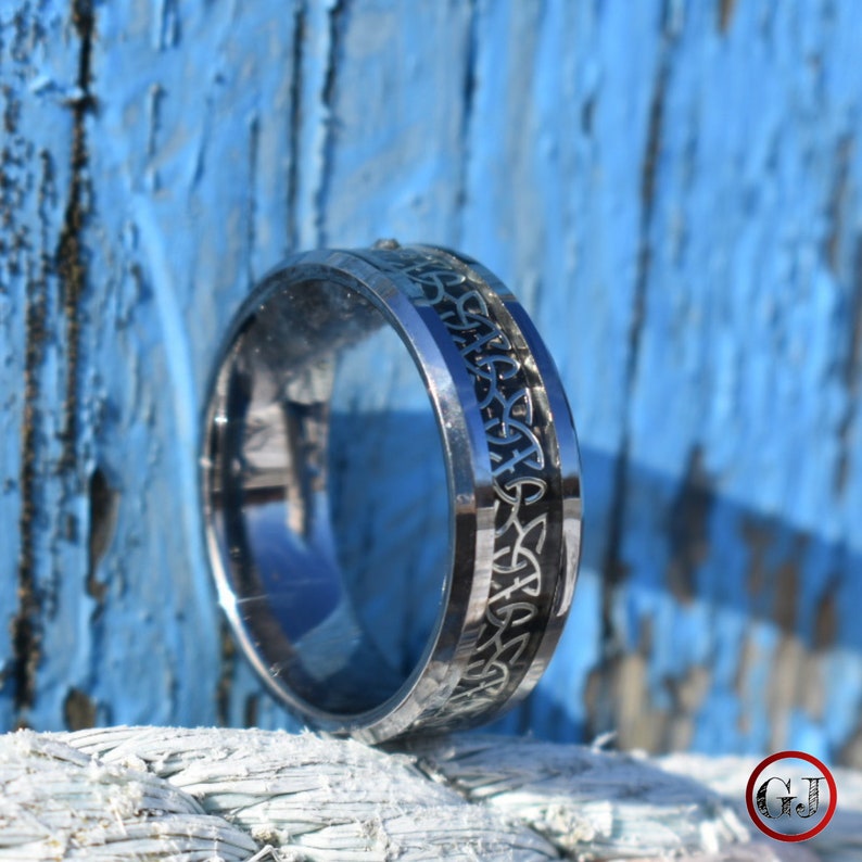 Tungsten Celtic Trinity Knot Ring Mens Ring Mens Wedding Etsy