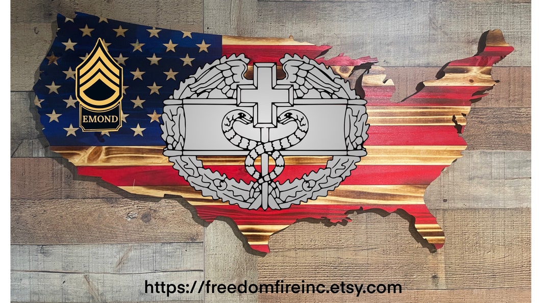 Wooden American Flag With CMB. - Etsy