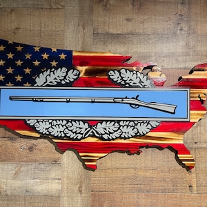 wooden American flag with Combat Infantry Badge