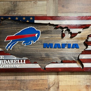 Bandiera americana in legno con logo