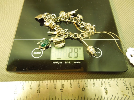 Solid Sterling Silver 925 Heavy Unique Charm Brac… - image 1