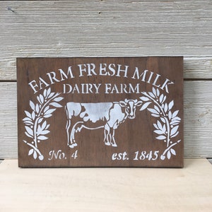 Farm Fresh Milk Farmhouse Wood Block Sign/Farmhouse Decor/Farmhouse Wood Sign