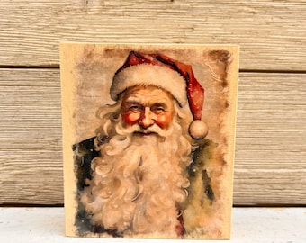 Vintage Santa Christmas Wood /Sign/Christmas Decor/Santa Wood Sign/Christmas Wood Sign