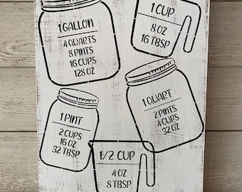 Farmhouse Kitchen Conversion Chart Wood Sign