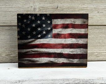 Rustic Flag Wood Sign/4th of July Shelf Sitter/4th of July Decor/4th of July Sign
