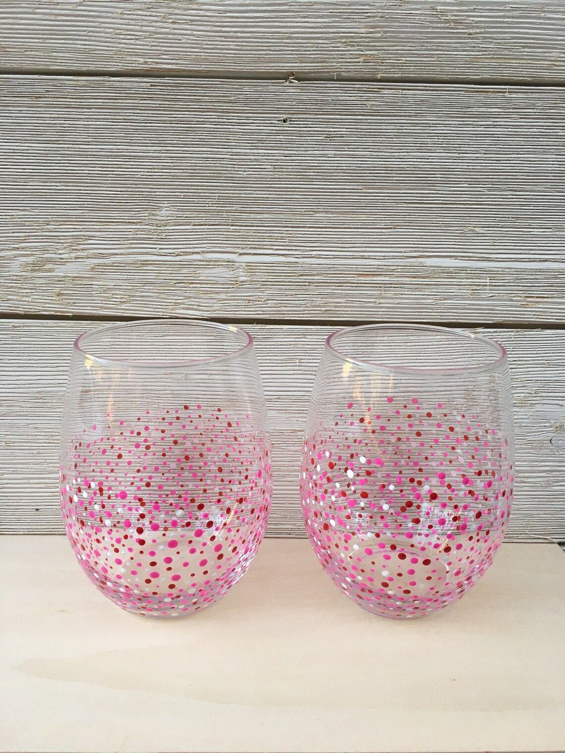 Confetti stemless wine glass sets /handpainted wine Etsy