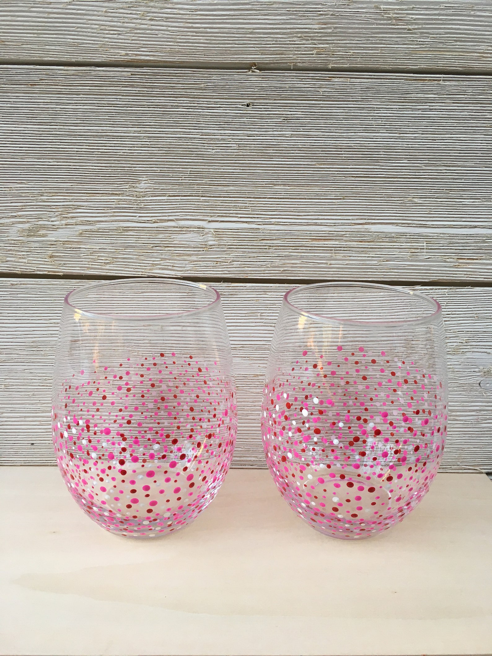 Confetti stemless wine glass sets /handpainted wine Etsy