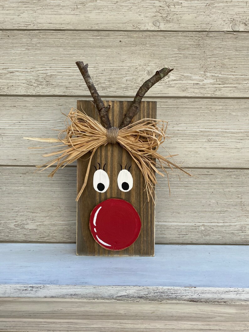 Rustic Wood Block Reindeer/rustic Reindeer/christmas Etsy