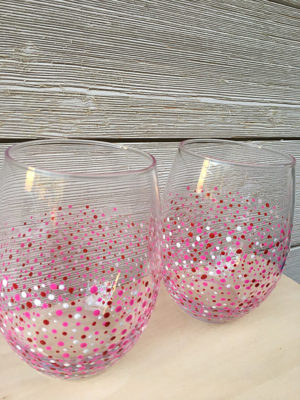 Confetti stemless wine glass sets /handpainted wine Etsy