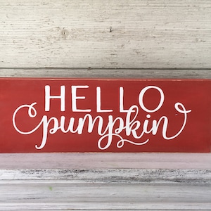 Hello Pumpkin Wood Block Sign/Hello Pumpkin Wood Sign/Fall Decor Sign/Fall Home Decor
