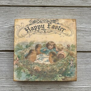 Letrero de madera vintage de Pascua, decoración rústica de granja, decoración vintage de Pascua, decoración vintage de primavera