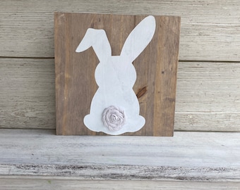 Farmhouse Wood Bunny Sign/Bunny Wood Sign/Easter Decor/Spring Decor/Easter Wood Sign