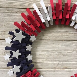 Fourth of July clothespin Wreath /Patriotic Wreath/Memorial Day Wreath/ Red ,White ,and Blue Wreath/ Front Door Wreath image 4