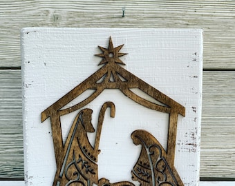 Nativity Scene Wood Sign/Christmas Nativity Sign/Christmas Wooden Decor