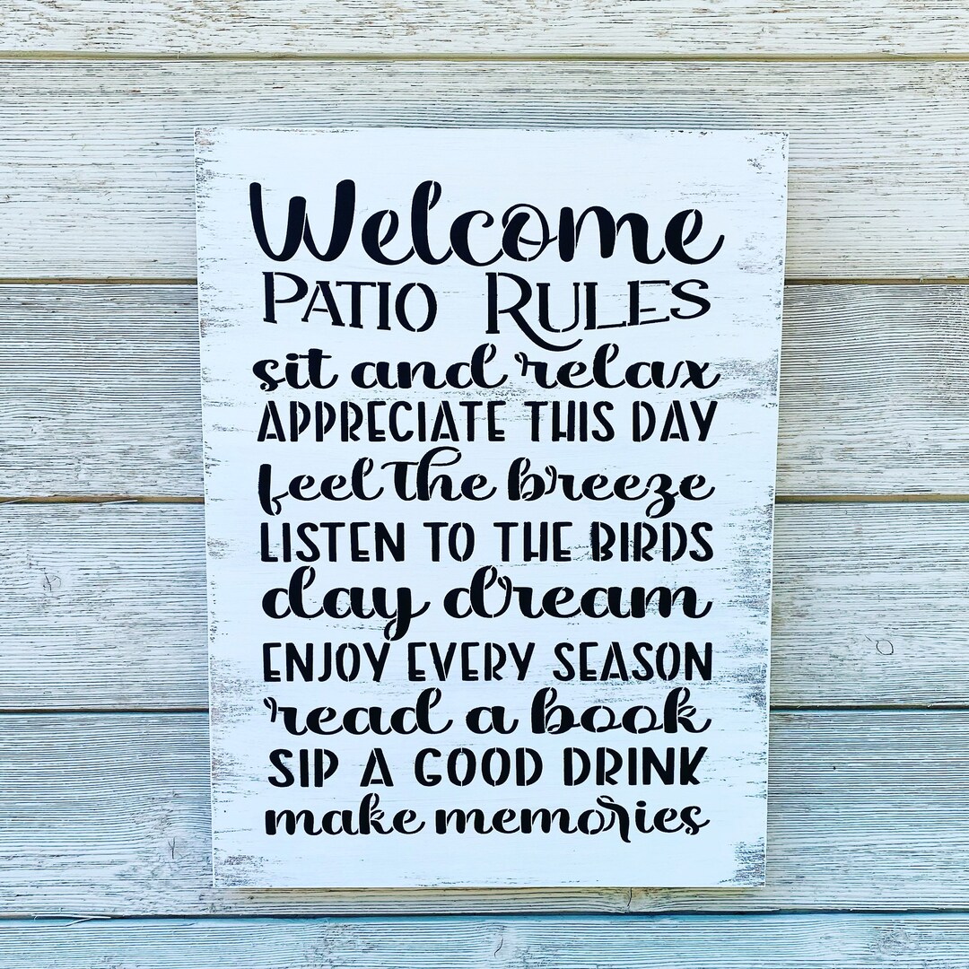 Patio Rule Sign/patio Wood Sign/patio Decor Sign/decor Etsy