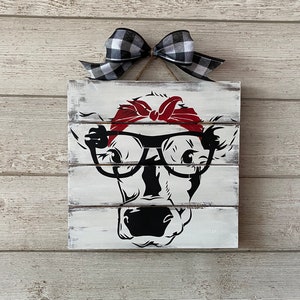 Cow Wood Wall Hanging Sign/Country Farmhouse Wood Sign/Farmhouse Decor/Cow Decor