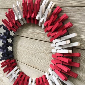 Fourth of July clothespin Wreath /Patriotic Wreath/Memorial Day Wreath/ Red ,White ,and Blue Wreath/ Front Door Wreath image 5