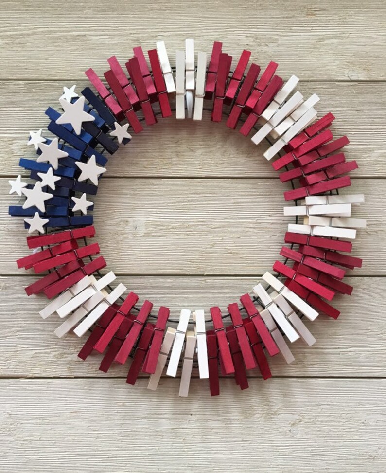 Fourth of July wreath /patriotic wreath/memorial day wreath/ clothespin...