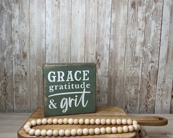 Grace Gratitude et Grit Enseigne en bois de ferme rustique/Décor en bois de ferme/Décor de ferme rustique