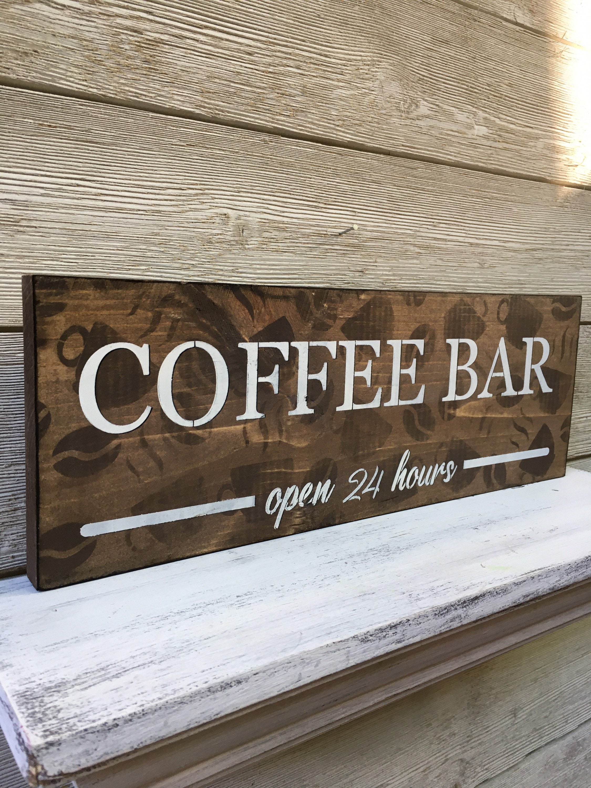 Coffee Bar Open 24 Hours Wood Sign/coffee Bar Sign/coffee Bar Etsy
