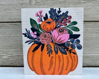 Pumpkin Floral Wood Sign/Fall Wood Sign/Fall Decor