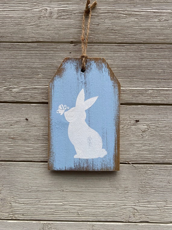 Étiquette de bois de lapin rustique / étiquette de bois de Pâques / décor  de Pâques rustique / décor de pâques / décor de plateau de niveau -   France