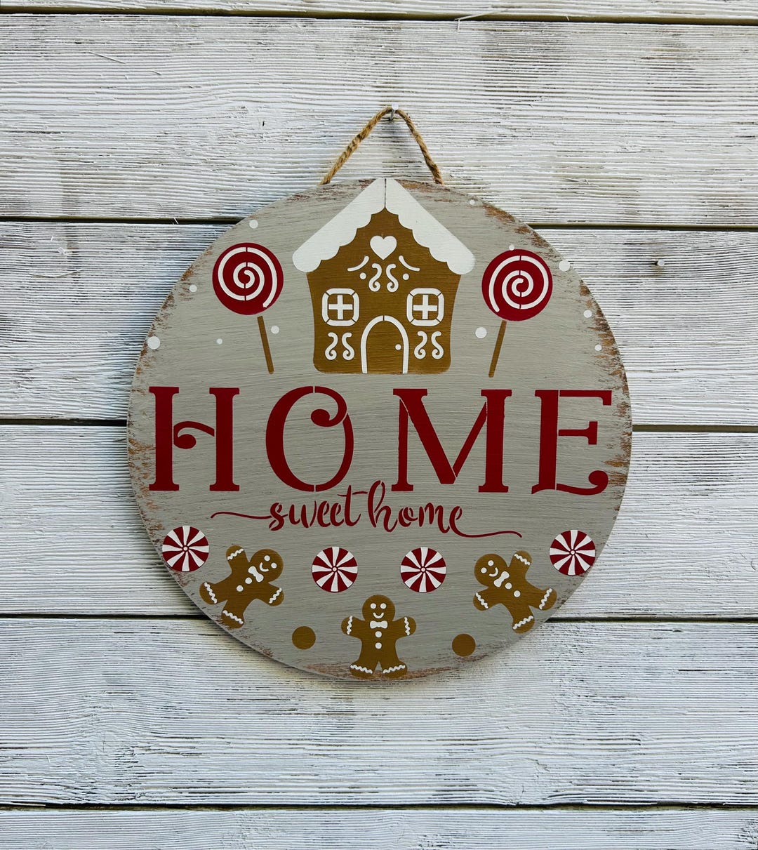 Home Sweet Home Gingerbread House Christmas Wood Round Sign/christmas ...