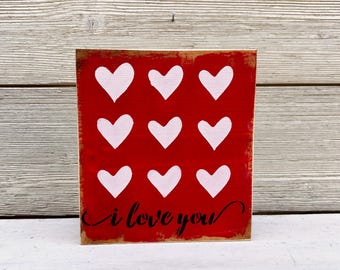 Rustic 'I Love You' Wood Sign - Valentine's Day Decor