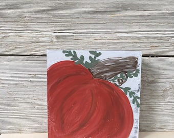 Hand-Painted Pumpkin Wood Sign - Distressed Fall Decor