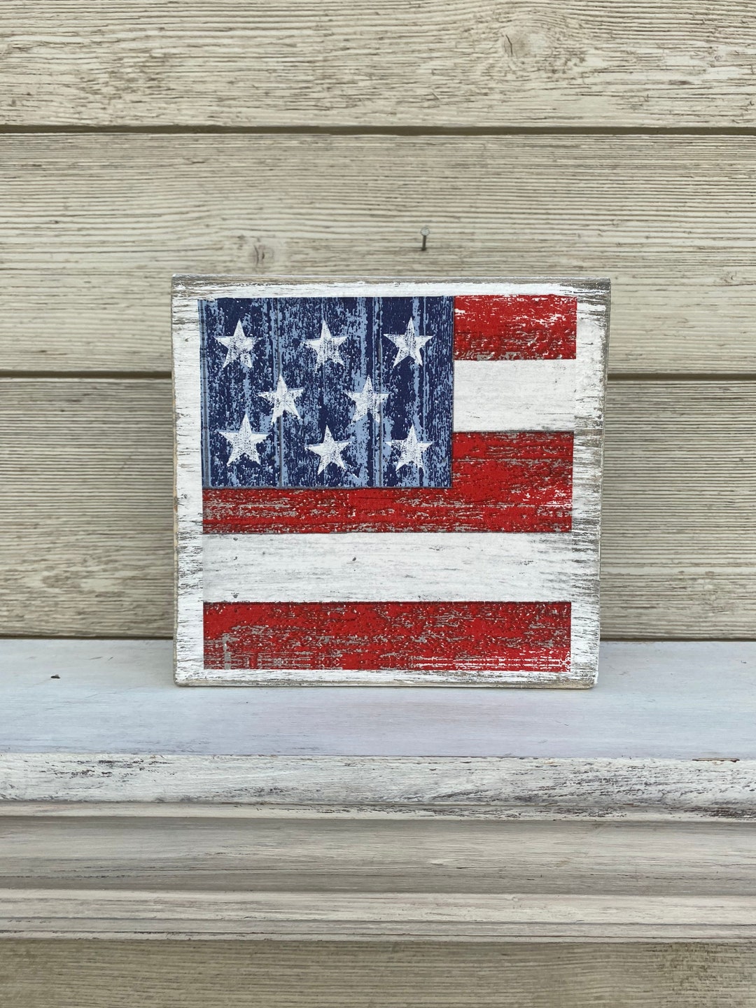 Rustic American Flag Wood Sign/rustic 4th of July Etsy