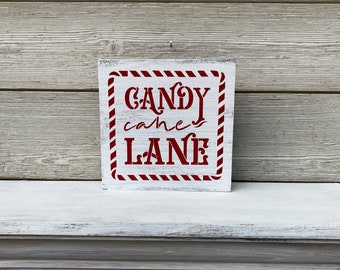 Candy Cane Lane Christmas Wood Sign/Candy Cane Christmas Wood Decor/Christmas Wooden Sign Decor