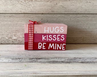 Valentine Wood Book Stack: Tiered Tray Decor