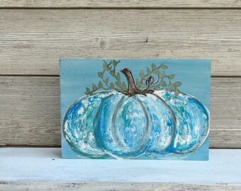 Hand-Painted Wood Pumpkin Sign, Fall Home Decor