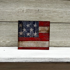 Rustic Flag Wood Sign/4th of July Shelf Sitter/4th of July Decor/4th of July Sign