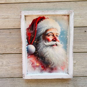 Santa Christmas Wood/Wood Canvas Wall Sign/Christmas Decor/Santa Wood Sign/Christmas Wood Sign