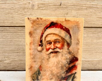 Vintage Santa Christmas Wood /Sign/Christmas Decor/Santa Wood Sign/Christmas Wood Sign