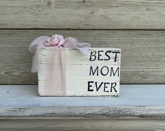Best Mom Ever Wood Book Stack, Tier Tray Decor