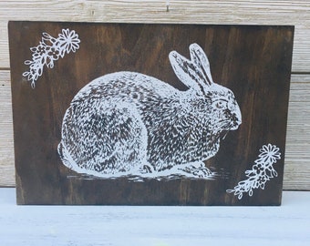 Farmhouse Bunny Wood Block Sign/Easter  Wood Sign/Easter Decor Sign/Easter Decor