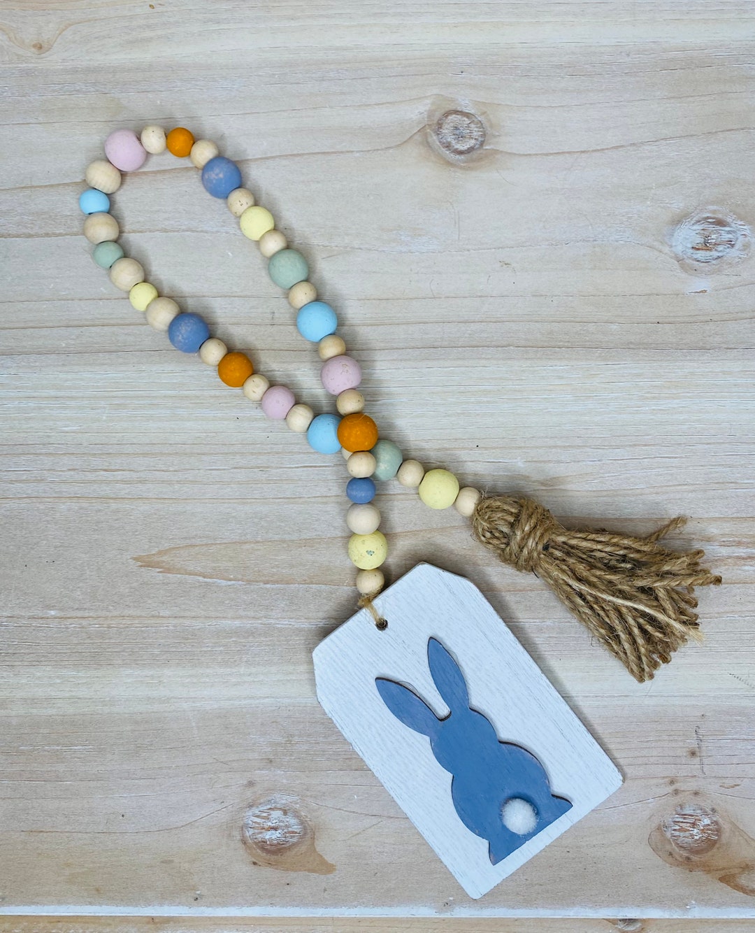 Easter Wood Bead Garland/easter Tier Tray Decor/farmhouse Wood Bead