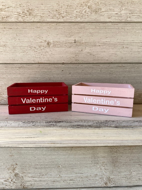 Feliz día de San Valentín Mini cajas de madera / Valentine Tier Tray Decor  / Feliz decoración del día de San Valentín -  México