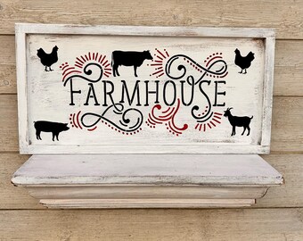 Farmhouse Wood Sign With Farm Animals /Farmhouse Wood Sign/Farm House Decor