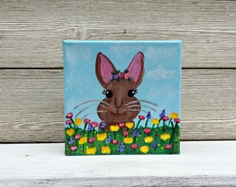 Spring Bunny on canvas Easter Sign/Easter Bunny On canvas/Easter Decor/Spring Decor