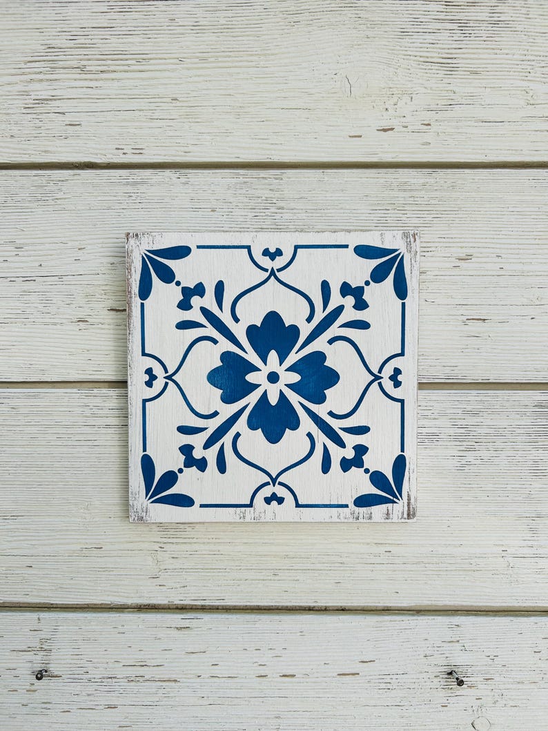 Rustic Farmhouse Wood Canvas Sign, Blue Floral Decor - Etsy