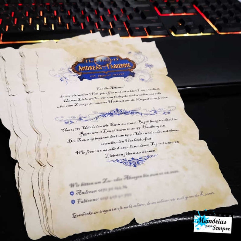 World of Warcraft Invitations Etsy