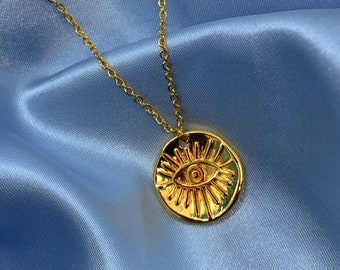 14K Gold Plated Enchanting Eye Necklace, Tarnish Free Gold Necklace