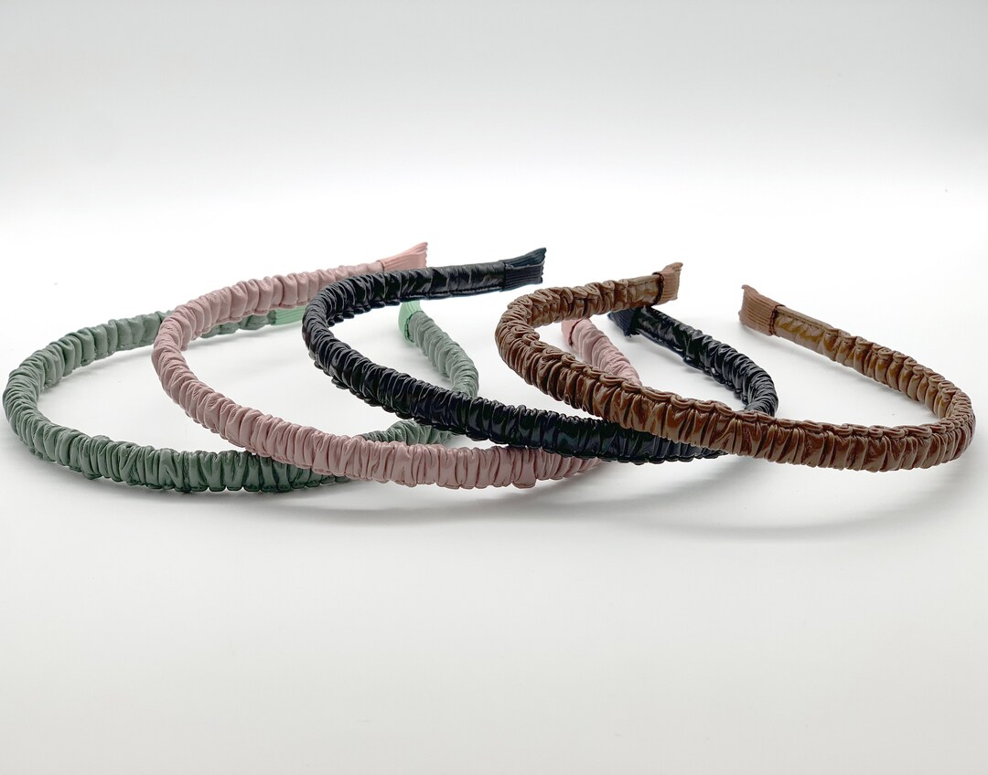 Strip Leather Headband for Women,narrow PU Leather Headbands, Black