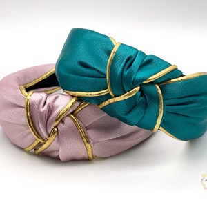 Solid color headband for women ,Golden edging headbands, Pink knotted headbands, Green knotted headbands, Girls headbands, Fashion headbands