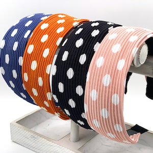 Pleated Polka headband,Polka wide headband for women ,Dots Wide headband, wide headbands, headbands  for women, fashion headband