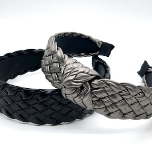 Woven PU leather headband for women,Braided PU leather headbands, Black leather knotted headband, women’s headbands, fashion headband